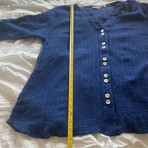 Soft Surroundings Women’s Blue Linen Blend V Neck Tunic Top w Buttons Size M - Picture 5 of 10